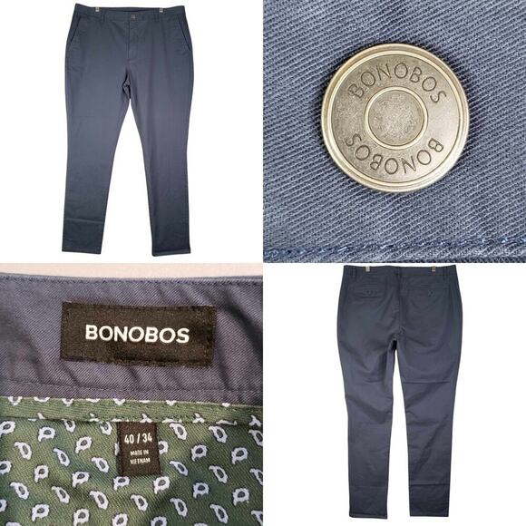 Bonobos Chino Pants Men’s 40x34 Tall Blue Skinny Fit Stretch 40 Cotton - Picture 1 of 9